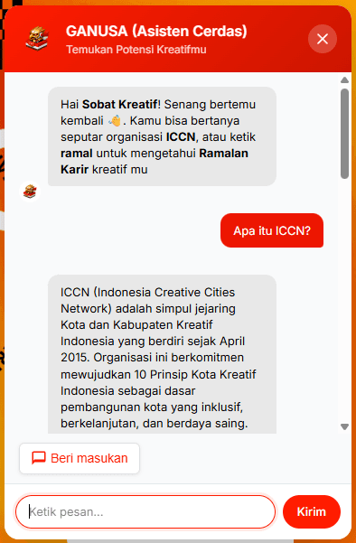 ICCN Chatbot production interface screenshot 1